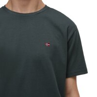 NAPAPIJRI Mens T-shirt - SALIS, Small Flag, Round Neck, Regular Fit, Cotton, Plain Green (Urban) M (Medium)