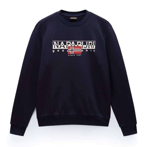 NAPAPIJRI Men Sweatshirt - B-AYLMER, Round Neck, Logo, Regular Fit, Plain Colour Dark blue XL (X-Large)