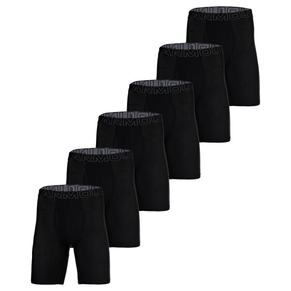 UNDER ARMOUR Mens Long Boxer Shorts, 6-Pack - Performance Tech Mesh Long Boxer - Solid 9 in, Stretch, solid color Black M (Medium)