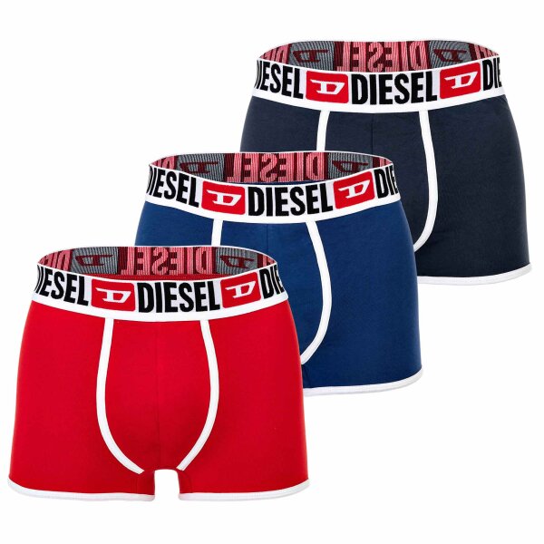 DIESEL Herren Boxershorts, 3er Pack - DANILO-D-CORE, Boxer, Trunks, Cotton Stretch Blau/Rot/Weiß M