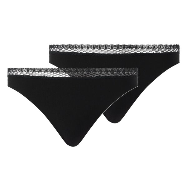 Chantelle Damen Tanga 2er Pack - Cozy Chic, unsichtbar, atmungsaktiv Schwarz S