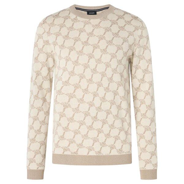 JOOP! Mens knit sweater - Ravorono, round neck, all-over print Beige L (Large)