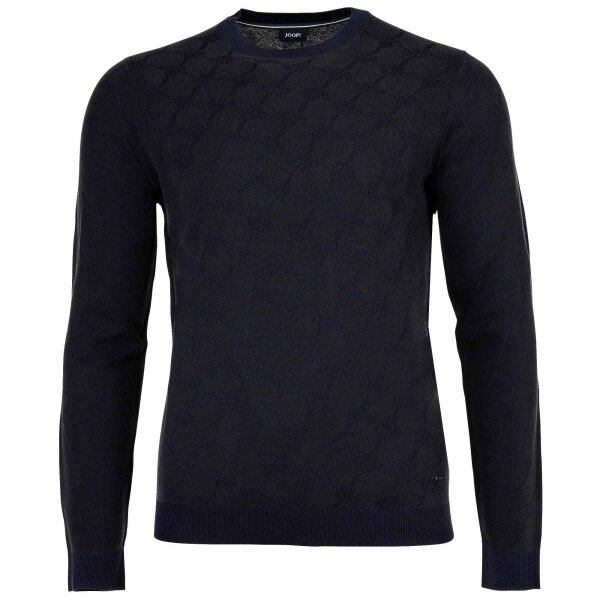 JOOP! Mens knit sweater - Ravorono, round neck, all-over print Dark Blue M (Medium)