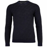 JOOP! Herren Strickpullover - Ravorono, Rundhals, Allover-Print Dunkelblau M
