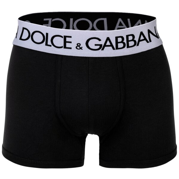 DOLCE & GABBANA Herren Boxershorts - Continuative Regular Boxer, Stretch Baumwolle, Logobund Schwarz M