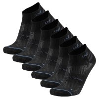 UYN unisex sneaker socks, 6-pack - Everyday Low Cut Socks, logo, single-coloured. Black 42-44