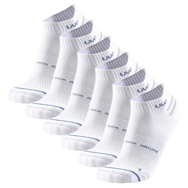 UYN unisex sneaker socks, 6-pack - Everyday Low Cut Socks, logo, single-coloured. White 35-38 (2.5-5 UK)