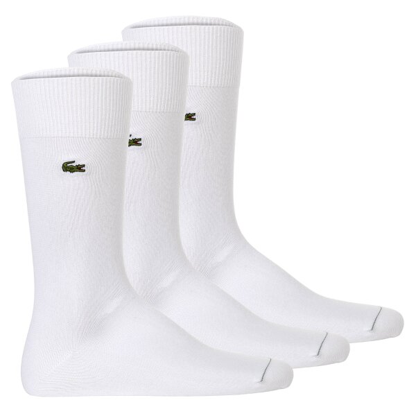 LACOSTE Mens Socks, 3-Pack - Socks, Business, Cotton Blend, Logo, Plain White 39-42