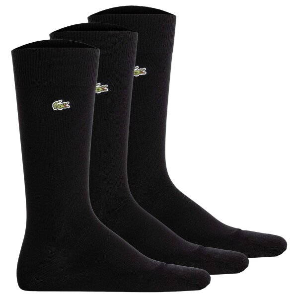 LACOSTE Mens Socks, 3-Pack - Socks, Business, Cotton Blend, Logo, Plain Black 39-42