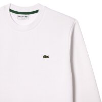 LACOSTE Herren Sweatshirt, Rundhals - Fleece, Classic Fit, Logo, Baumwoll-Mix Weiß S