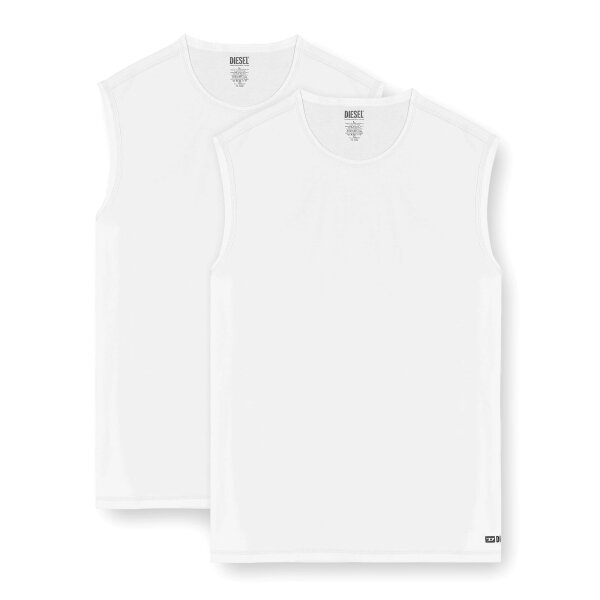DIESEL Mens Tank Tops, 2-Pack - TOM-UTL, Cotton, Solid Color White M (Medium)