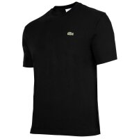 LACOSTE Mens T-shirt, round neck - classic fit, cotton, logo, plain colour Black S (Small)