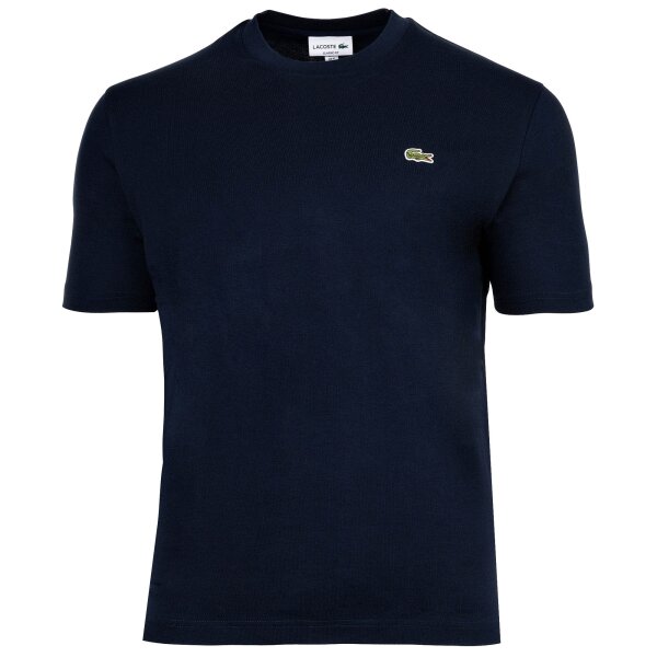 LACOSTE Mens T-shirt, round neck - classic fit, cotton, logo, plain colour Blue M (Medium)