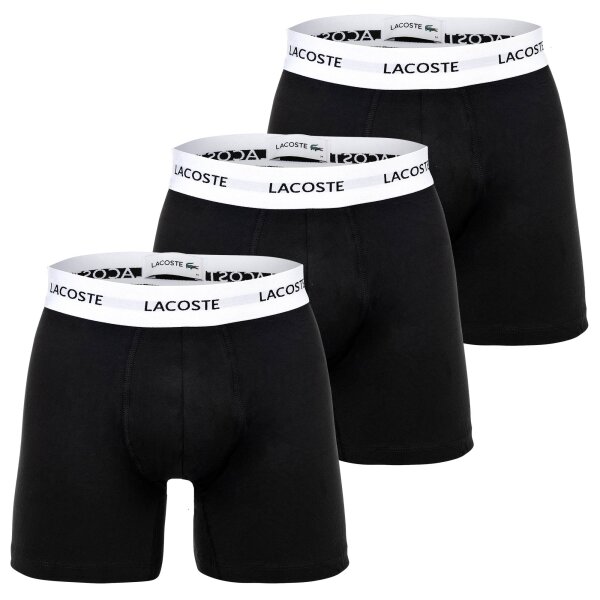 LACOSTE Mens Boxer Shorts, 3-Pack - Boxer Briefs, Cotton Stretch, Logo Waistband Black M (Medium)