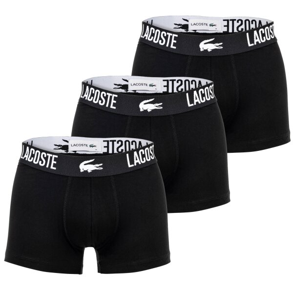 LACOSTE mens boxer shorts, 3-pack - trunks, cotton stretch, logo waistband Black S (Small)
