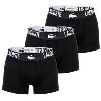 LACOSTE Herren Boxershorts, 3er Pack - Trunks, Cotton Stretch, Logobund Schwarz S