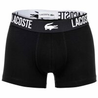 LACOSTE Herren Boxershorts, 3er Pack - Trunks, Cotton Stretch, Logobund Schwarz S