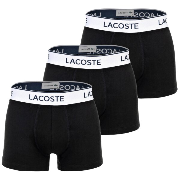 LACOSTE mens boxer shorts, 3-pack - trunks, cotton stretch, logo waistband Black S (Small)