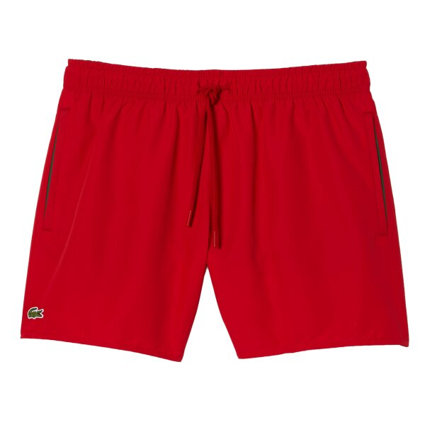 LACOSTE Herren Badeshorts - Swimshorts, Badehose, schnelltrocknend, Logo, uni Rot M