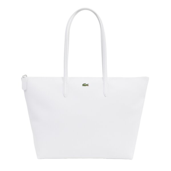 LACOSTE Ladies Handbag - L1212 Core Essentials Shopping Bag, 30x34x14cm (HxWxD) White