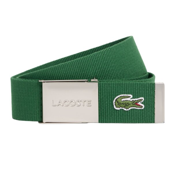 LACOSTE Mens Belt made of Fabric - practical Case, engraved sliding Buckle Closure  Green (Vert) 100 cm