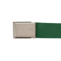 LACOSTE Herren Gürtel aus Stoff - schönes Etui, gravierter Schiebeschnallenverschluss Grün (Vert) 100 cm