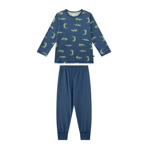 Sanetta Jungen Schlafanzug, lang - Kids, Krokodil, Pyjama, Single Jersey Blau 104