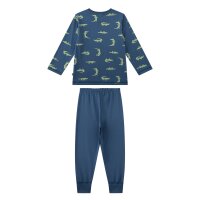 Sanetta Jungen Schlafanzug, lang - Kids, Krokodil, Pyjama, Single Jersey Blau 104