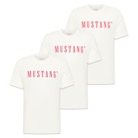 MUSTANG Men’s T-Shirt pack of 3 - Austin, Big Logo, Organic Cotton, Single Jersey White S (Small)
