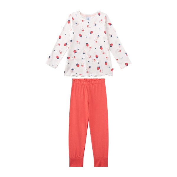 Sanetta Mädchen Schlafanzug, lang - Kids, Erdbeeren, Pyjama, Single Jersey Rosa/Beige 104