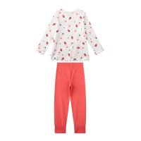 Sanetta Mädchen Schlafanzug, lang - Kids, Erdbeeren, Pyjama, Single Jersey Rosa/Beige 104