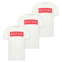 MUSTANG Men’s T-Shirt pack of 3 - Austin, Big Logo, Organic Cotton, Single Jersey White S (Small)
