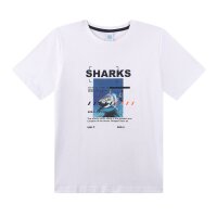 Sanetta Jungen Schlafanzug, kurz -  Teens, Sharks, Pyjama, Single Jersey, Baumwolle Weiß 152