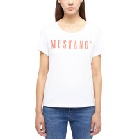 MUSTANG Damen T-Shirt 3er Pack - Alma, Baumwolle, Rundhals, Logo 2xWeiß/Schwarz XS