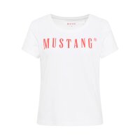 MUSTANG Damen T-Shirt 3er Pack - Alma, Baumwolle, Rundhals, Logo 2xWeiß/Schwarz XS