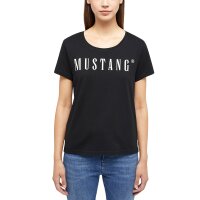 MUSTANG Womens T-shirt pack of 3 - Alma, cotton, round neck, logo 2xWhite/Black XS (X-Small)