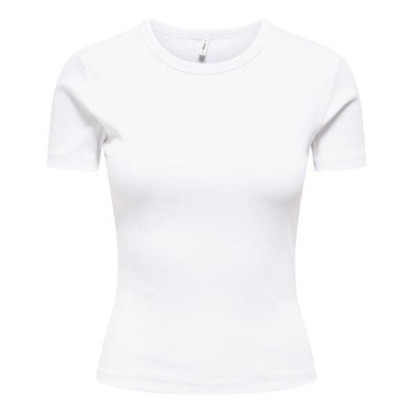 ONLY Women T-shirt - ONLVAL LIFE O-NECK TOP, round neck, cotton, plain colour White S (Small)