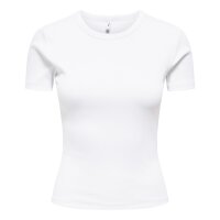 ONLY Damen T-Shirt - ONLVAL LIFE O-NECK TOP, Rundhals, Baumwolle, einfarbig Weiß XS