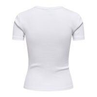 ONLY Damen T-Shirt - ONLVAL LIFE O-NECK TOP, Rundhals, Baumwolle, einfarbig Weiß XS
