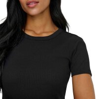 ONLY Damen T-Shirt - ONLVAL LIFE O-NECK TOP, Rundhals, Baumwolle, einfarbig Schwarz XS