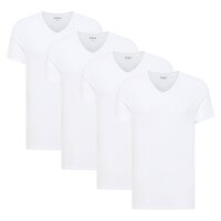 MUSTANG Men’s T-Shirts, 4-Pack - Amado, Organic Cotton, Single Jersey, V-Neck White S (Small)