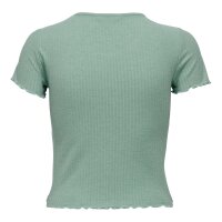 ONLY Damen T-Shirt - ONLEMMA SHORT TOP, Rundhals, Cropped, gerippt, einfarbig Hellgrün XS