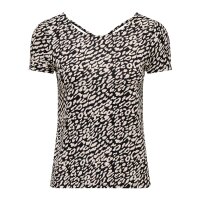 ONLY Damen T-Shirt - ONLBERA BACK LACE UP TO, Rundhals, Viskose Schwarz/Beige S