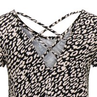 ONLY Damen T-Shirt - ONLBERA BACK LACE UP TO, Rundhals, Viskose Schwarz/Beige S