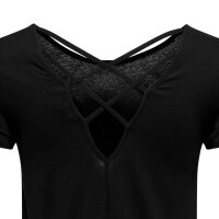 ONLY Damen T-Shirt - ONLBERA BACK LACE UP TO, Rundhals, Viskose Schwarz XS