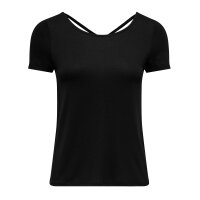 ONLY Women T-shirt - ONLBERA BACK LACE UP TO, round neck, viscose Black XS (X-Small)