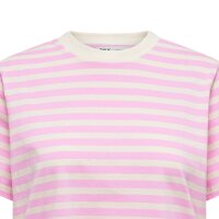 ONLY Damen T-Shirt - ONLLIVINA LIFE STRIPE TEE, Kurzarm, Rundhals, Streifen Weiß/Rosa XS