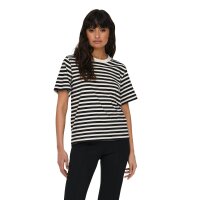 ONLY Women T-shirt - ONLLIVINA LIFE STRIPE TEE, short sleeves, round neck, stripes Black/White XL (X-Large)