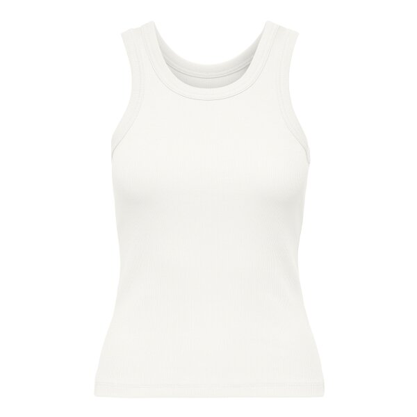 ONLY Damen Tank-Top - ONLVAL LIFE TANKTOP, Baumwolle, Rundhals, Slim Fit Weiß XS