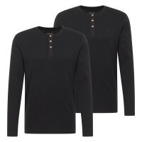 MUSTANG Herren Longsleeve 2er Pack - Arminto, Knit Rib, Henley-Kragen, Slim Fit, Bio-Baumwolle Schwarz S